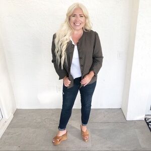 Armani Collezioni Linen Relaxed Button Down Blazer Jacket